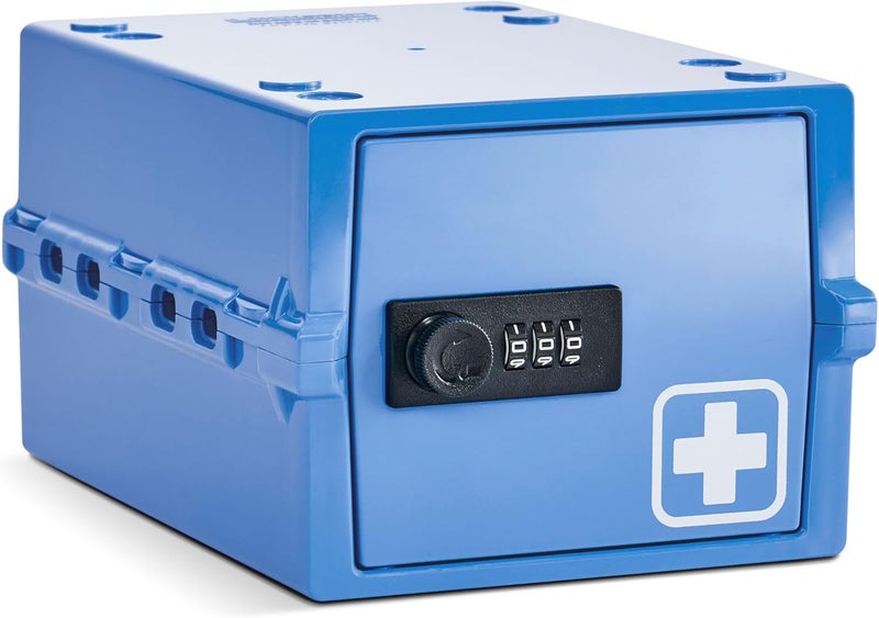 Lockabox Mini™ | Small Medicine Lock Box with Combination Lock (Half Letter Sized) | Mini Medical Lockable Box For Tablets, Creams & Medical Pens | External Size 8.8 x 6.1 x 4.7 Inches (Medi Blue) - Image 1